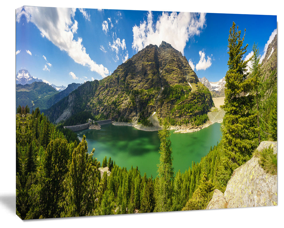 Greeny Alpine Reservoir, Large landscape Canvas Art Print, 60x40