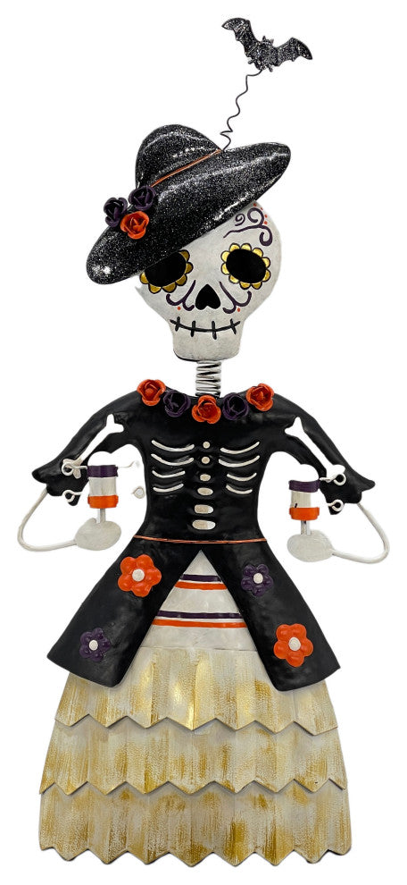 Dia De Los Muertos Halloween Ghost Couple Set Metal Statue