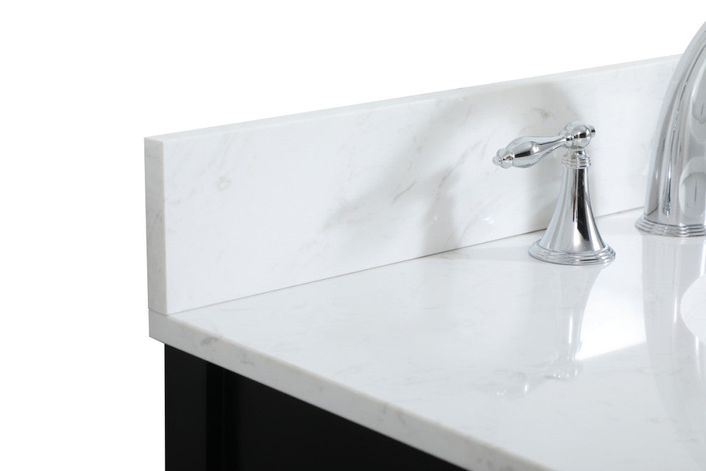 Iris Single Bathroom Vanity, Black, 30", With Backsplash