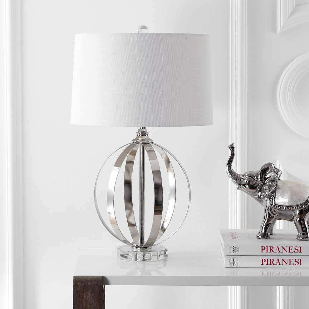 Logan 26" Metal Orb Table Lamp, Polished Nickel