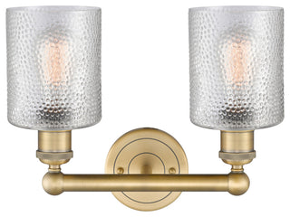Edison Cobbleskill 2-Light 14" Vanity Light, Brushed Brass Finish, Clear Shade