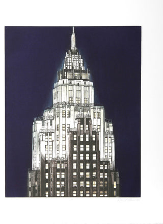 Richard Haas "Cities Services Building, Blue" Etching