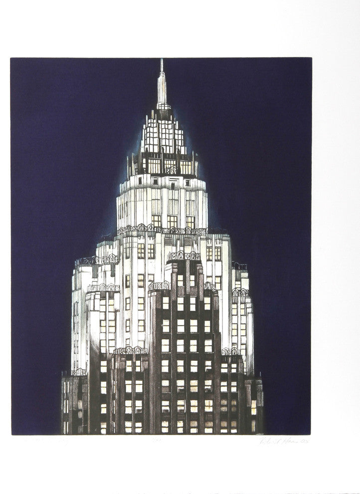 Richard Haas "Cities Services Building, Blue" Etching