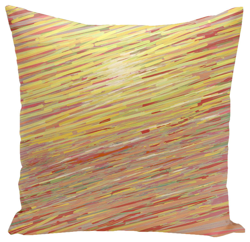 Polyester Outdoor Pillow, Abstract Coastal, Red, Orange, Yellow, 20"x20"