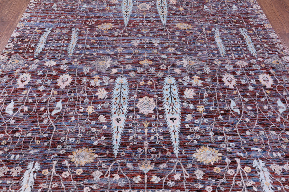 8' 0" X 10' 0" Persian Ziegler Wool and Silk Hand-Knotted Rug Q11795