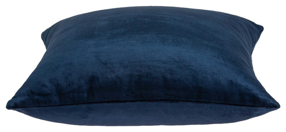 22" X 7" X 22" Transitional Navy Blue Solid Pillow Cover With Poly Insert