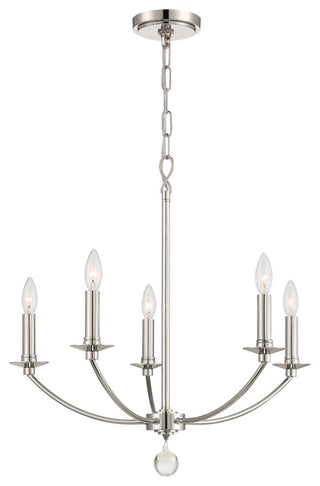 Mila 5-Light Chandelier, Polished Nickel