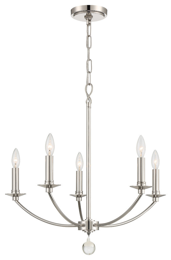 Mila 5-Light Chandelier, Polished Nickel