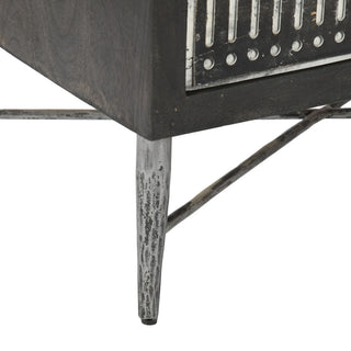 Sarah 2 Drawer Nightstand, Mango Solid Wood Antique Brown Finish on Iron Base
