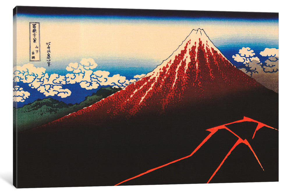 "Lightning Below The Summit" by Katsushika Hokusai, Canvas Print, 40"x26"