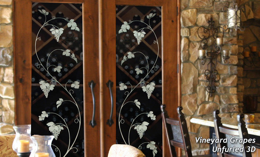 Wine Door - Vineyard Grapes Unfurled - Primed - 28" x 96" - Knob on Right -...