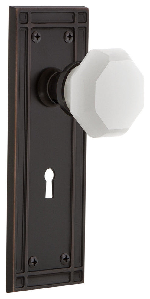 Mission Plate with Keyhole Passage Waldorf White Milk Glass Knob