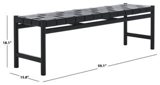 Safavieh Couture Devnie Woven Leather Bench, Black