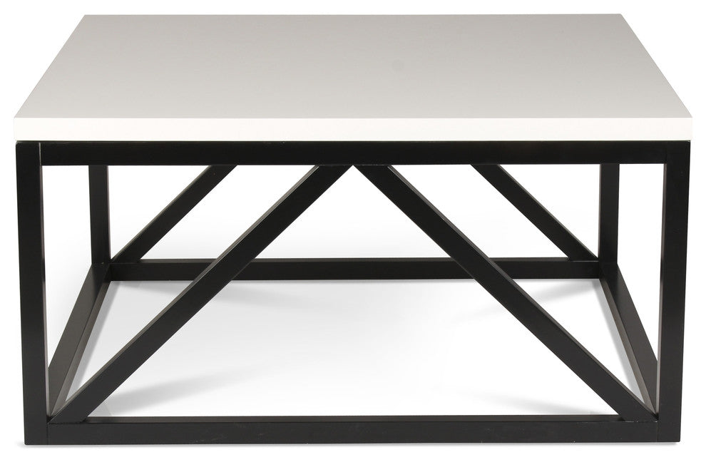 Kaya 2-Toned Wood Square Coffee Table, White and Black