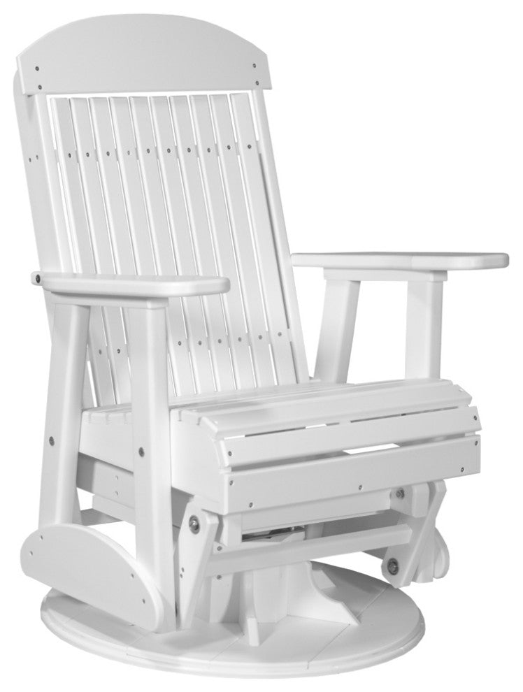 2' Poly Classic Swivel Glider Chair, White, 2 Foot