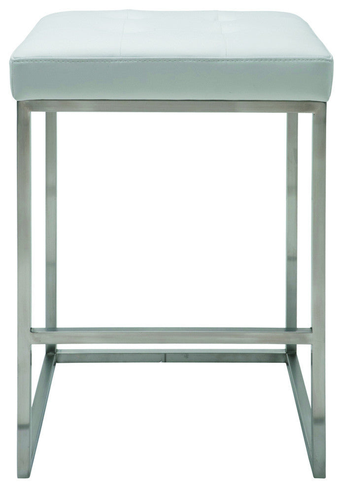 Chi Stool, Seat: White, Base: Stainless Steel, Counter Height