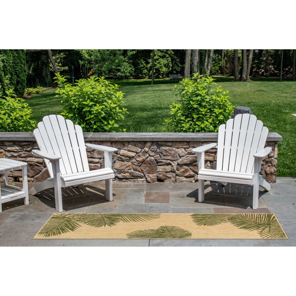 Carmel Palm Indoor/Outdoor Rug, Green, 1'11"x4'11" Runner