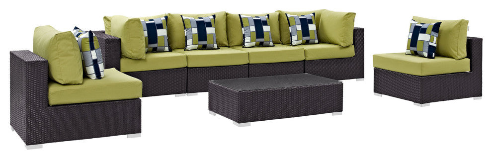 Espresso Peridot Convene 7-Piece Outdoor Patio Sectional Set