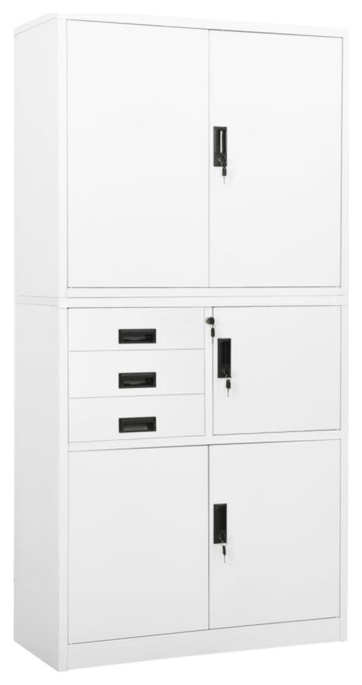vidaXL Office Cabinet White 35.4"x15.7"x70.9" Steel