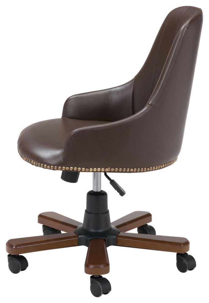Computer Work Chair, Steel Metal, Fabric, Brown, Gold, Home Business Office