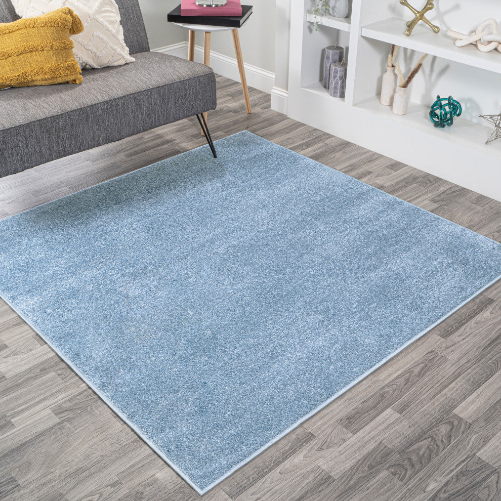 Haze Solid Low-Pile Classic Blue 9' Square Area Rug