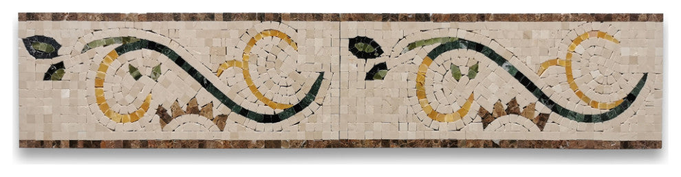 Emerald Gold 6.3x15 Marble Mosaic Border Listello Tile Polished, 1 piece