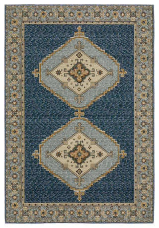 Adeline Traditional Double Medallion Blue/ Gold Area Rug 3'3" x 5'2"