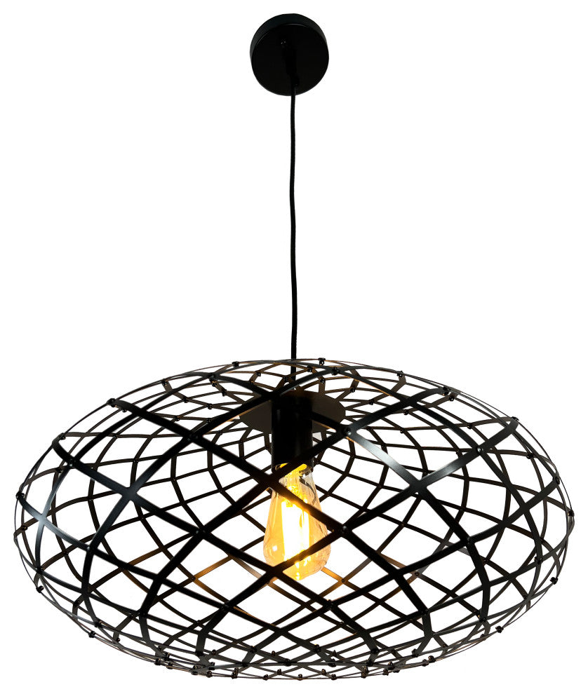 Ikal 1-Light Black Oval Pendant