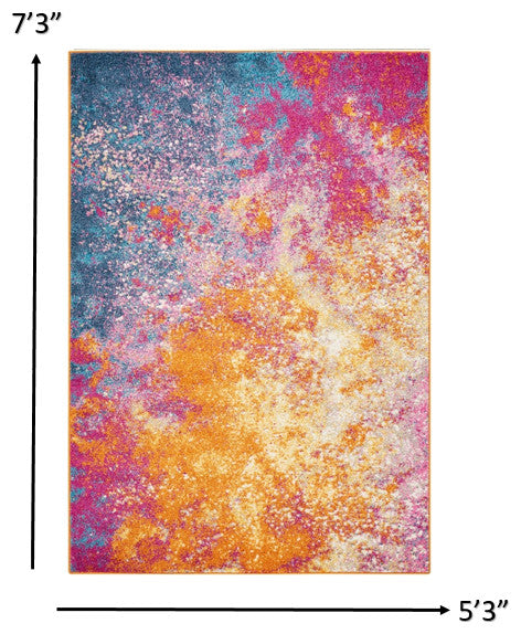 5' X 7' Sunset Abstract Power Loom Area Rug