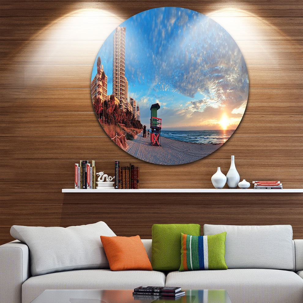 Miami South Beach, Photography Large Disc Metal Wall Art, 23"