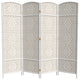 6' Tall Diamond Weave Fiber Room Divider, White, 4 Panel