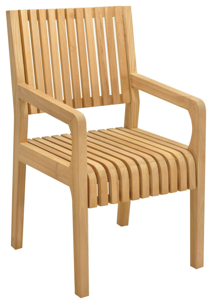 7-Piece Outdoor Teak Dining Set: 94" Rectangle Extn Table, 6 Maldives Arm Chairs