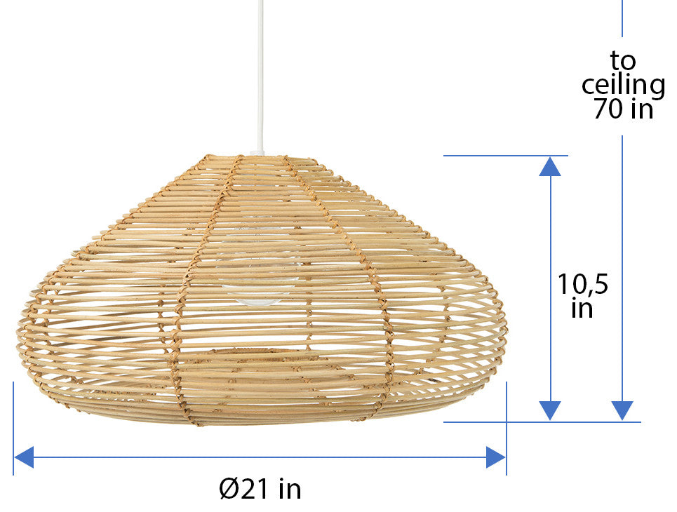 Palau Continuous Weave Discus Wicker Pendant Lamp, Natural