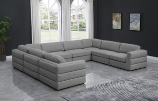 Beckham Linen Textured Fabric 8-Piece Modular U-Shaped Sectional, Grey