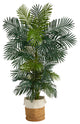 6.5' Golden Cane Artificial Palm Tree in Handmade Natural Jute & Cotton Planter