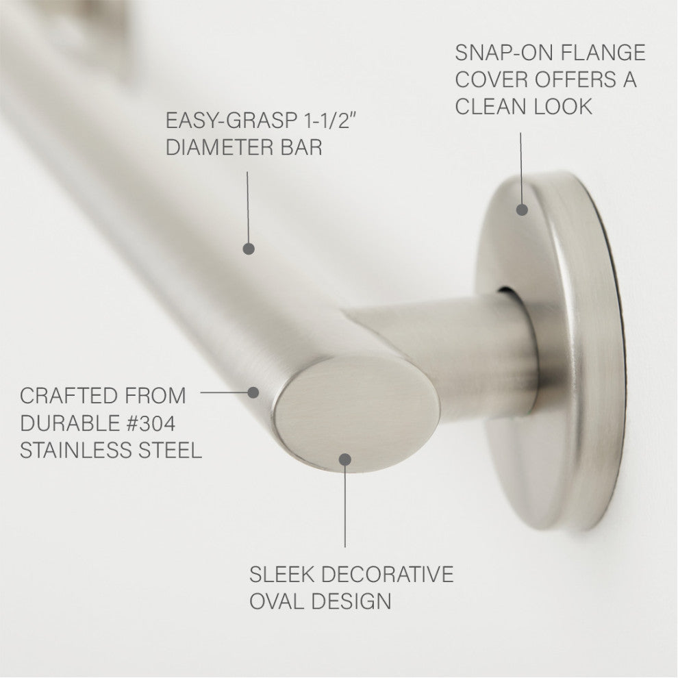 Coronado Oval Designer Shower Grab Bar, Satin, 18"