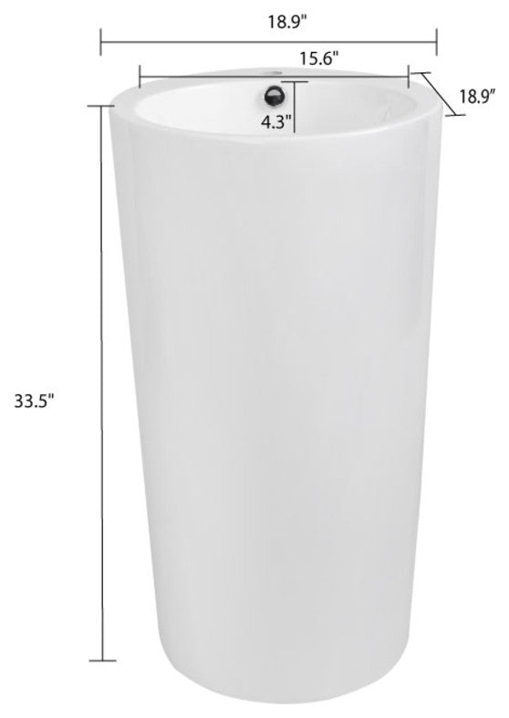 19" Streamline K-1205-19 Solid Surface Resin Freestanding Basin