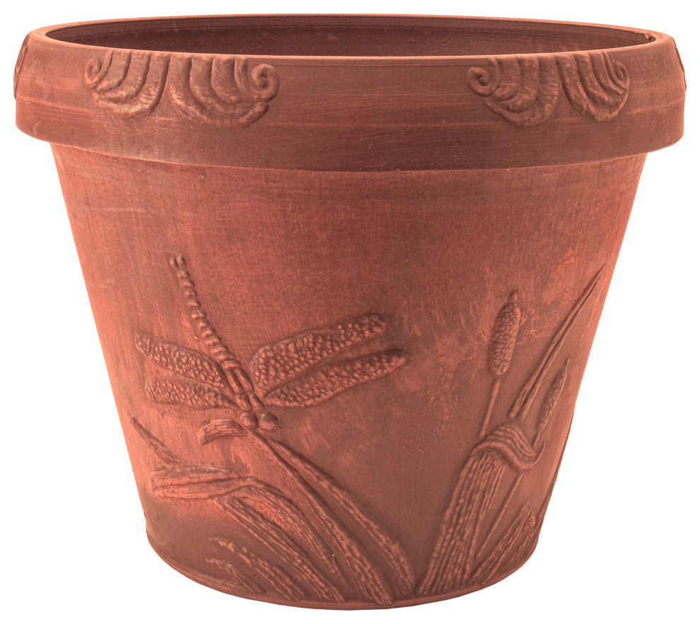 Dragonfly Pot, Terra-Cotta
