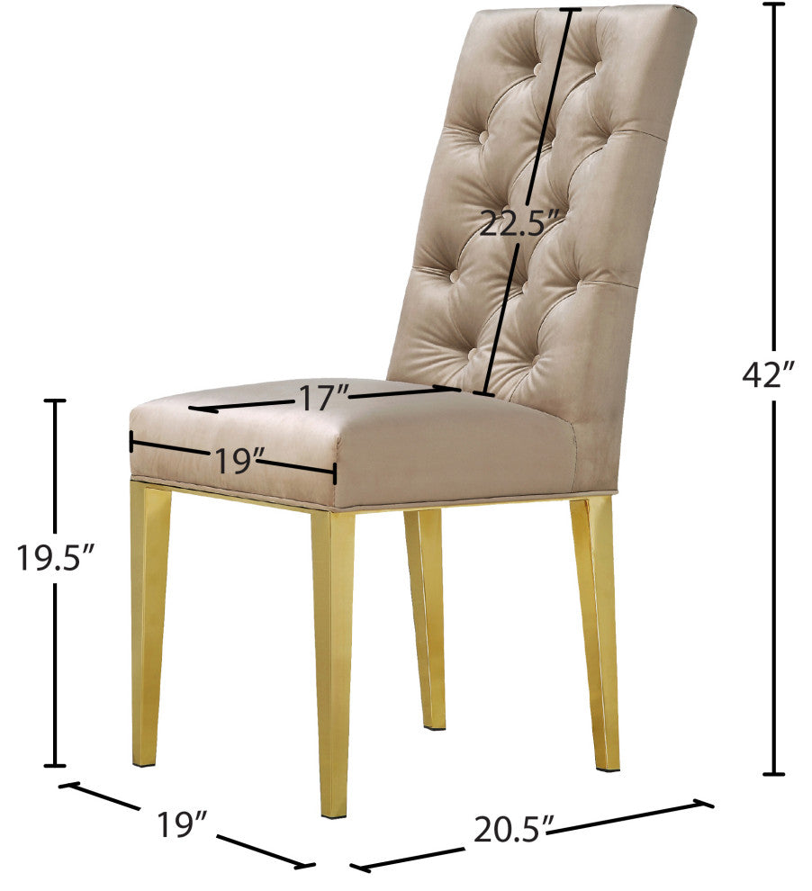 Capri Velvet Upholstered Dining Chair (Set of 2), Beige