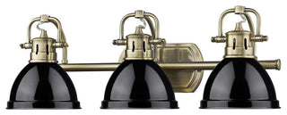 Golden Duncan 3 Light Bath Vanity, Aged Brass, Black Shades