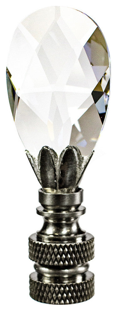 Stephanov Crystal Small Teardrop Nickel Base Lamp Finial 2.5"h