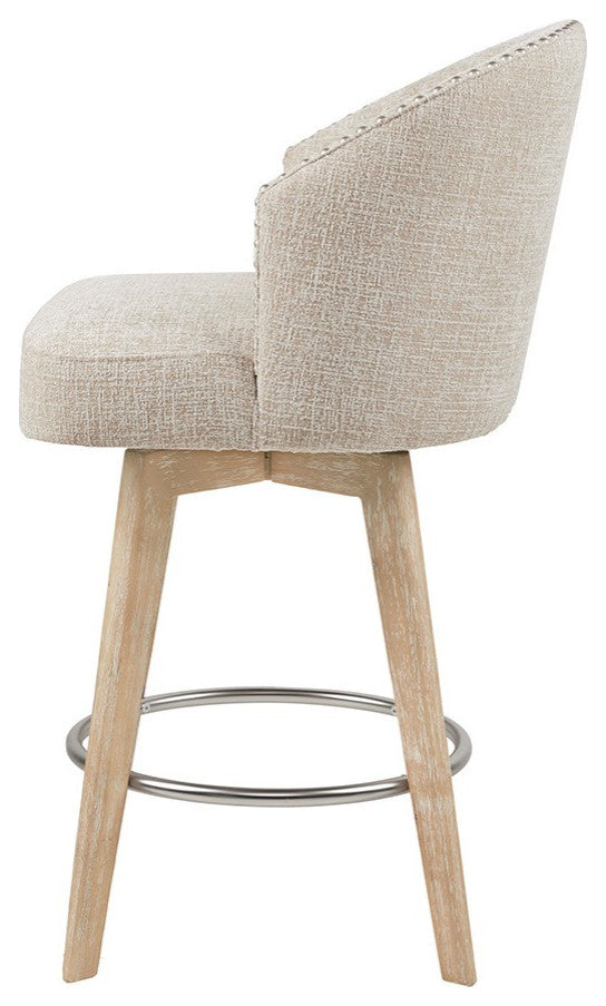 Madison Park Modern Swivel Chair Counter Height Bar Stools, Cream