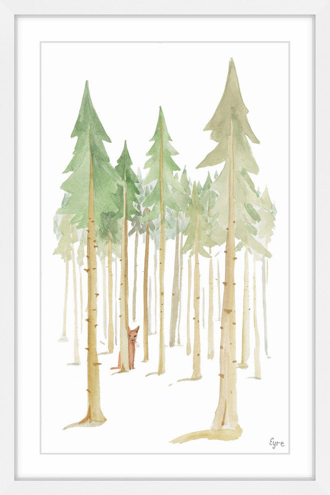 "Cat in the Forest" Framed Painting Print, 12"x18"