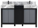 Zilara 55" Black and Grey Double Vanity, Balzani Gun Metal Faucet Set