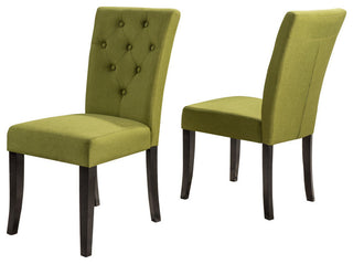 GDF Studio Nasima Green Fabric Dining Chairs, Set of 2