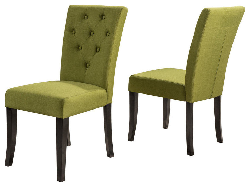 GDF Studio Nasima Green Fabric Dining Chairs, Set of 2