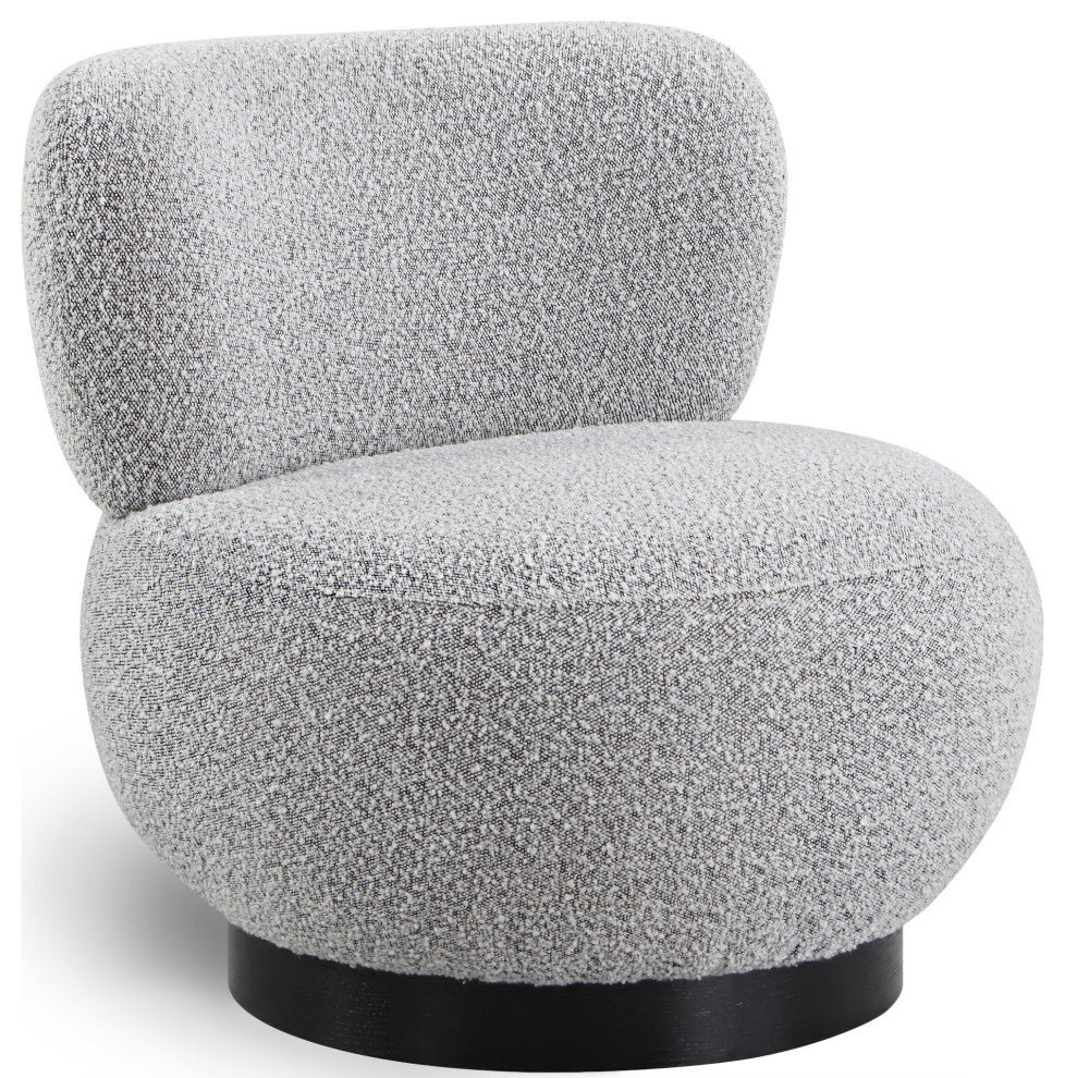 Calais Accent Chair, Gray, Black Oak Veneer Base
