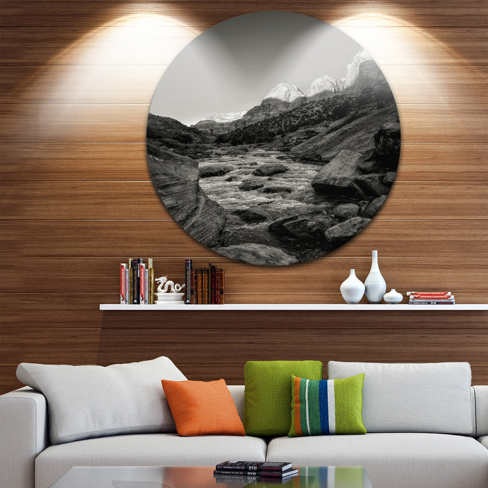 Dark Rapid Virgin River, Landscape Photography Round Wall Art, 11"