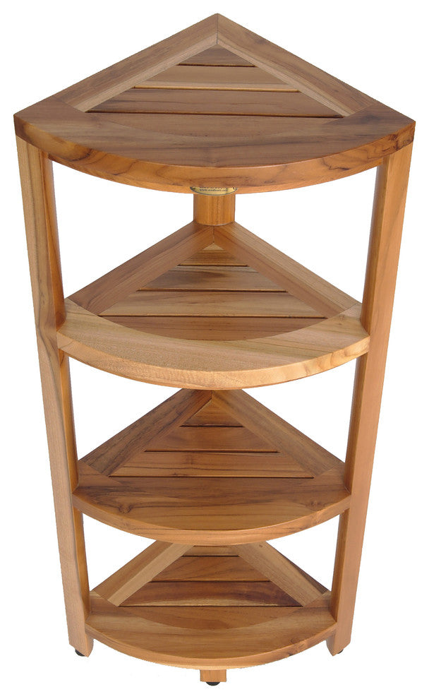 EcoDecors EarthyTeak Oasis 4-Tier Teak Corner Shelf