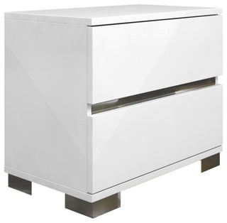 2 Drawer Nightstand With Chrome Legs White
